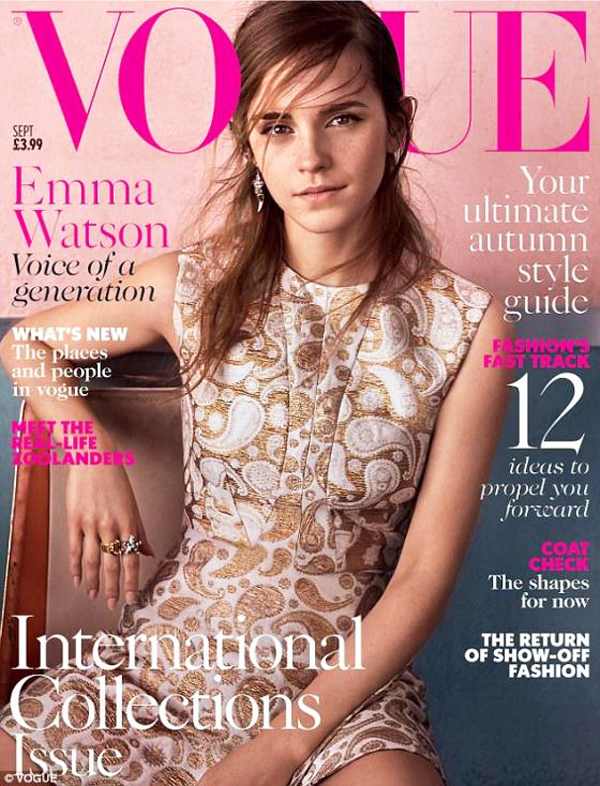 エマ・ワトソン、”すっぴん”でUK版「Vogue」9月号の表紙に！ | ACTRESS