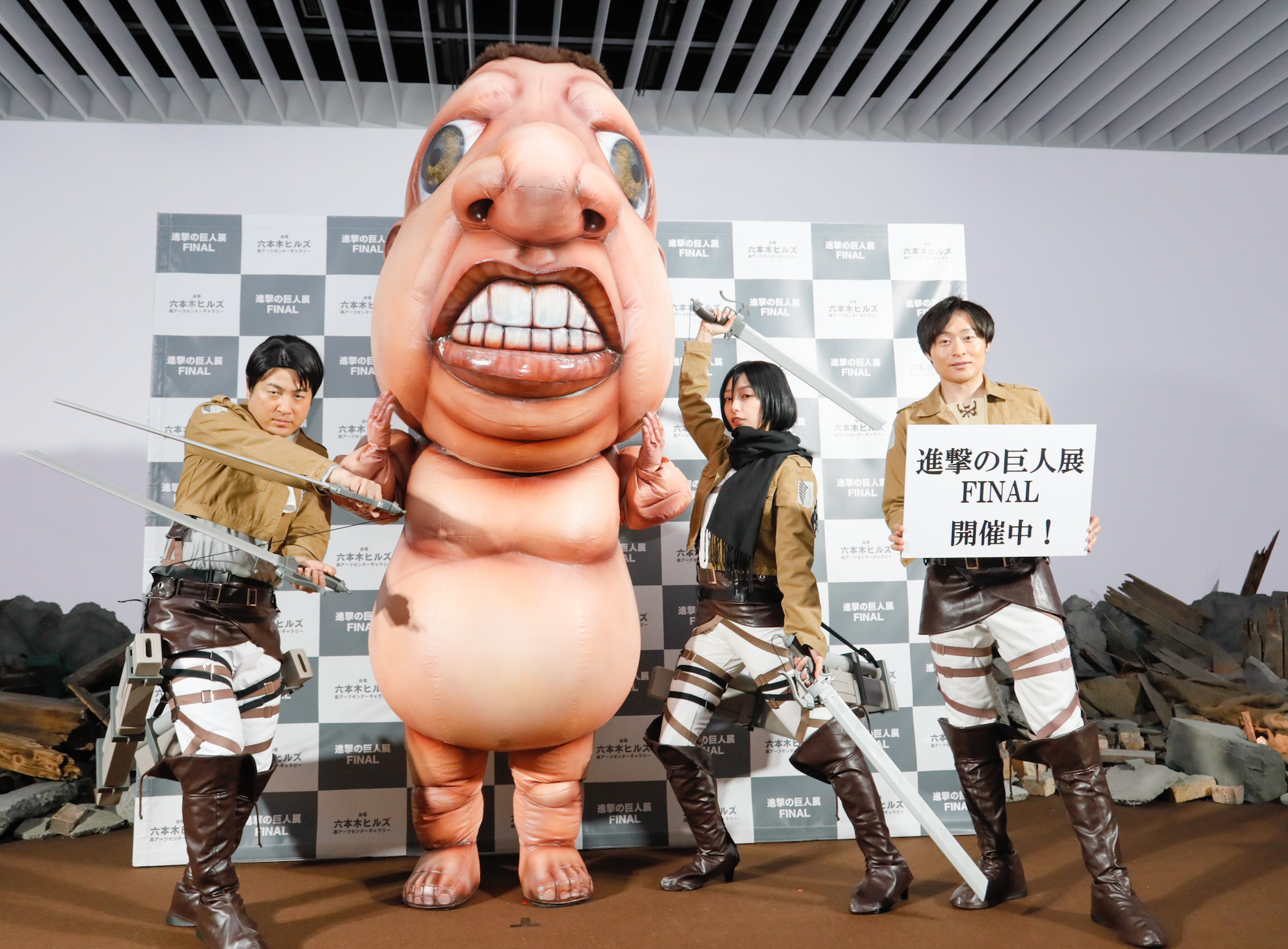 宇垣美里、「進撃の巨人」のヒロイン・ミカサのコスプレ姿を披露（2019年7月5日、「進撃の巨人展FINAL」オープニングイベントにて）