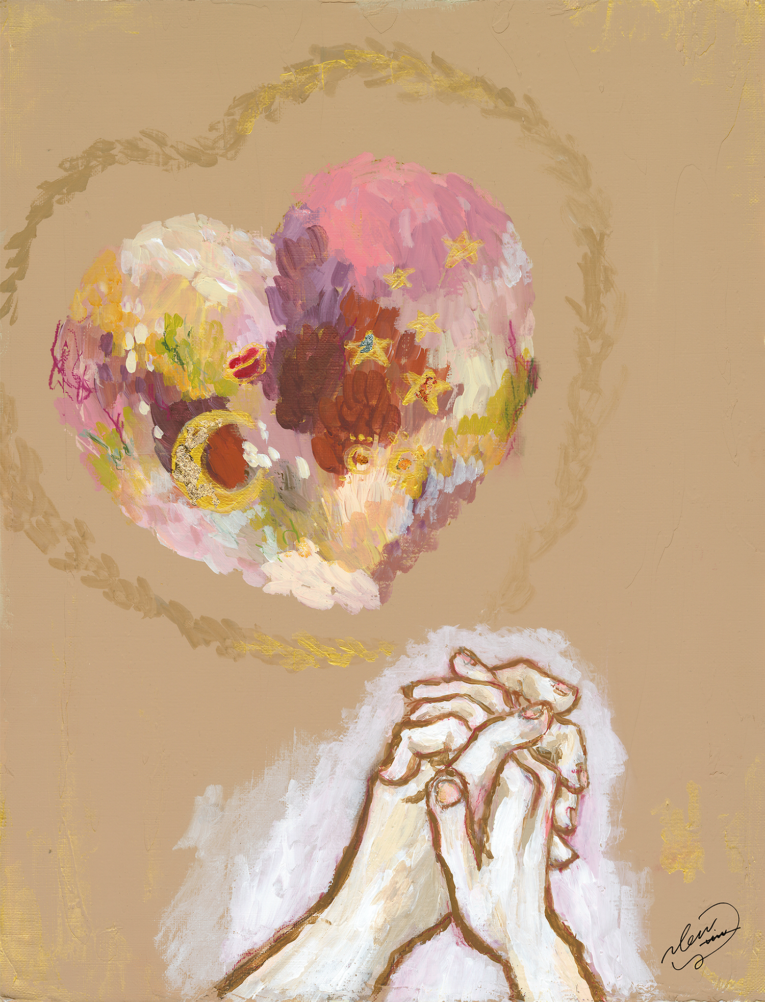 2021年ゴディバのバレンタイン限定コレクション「きらめく想い」から受けたインスピレーションをもとに描いたアーティスト「のん」の作品