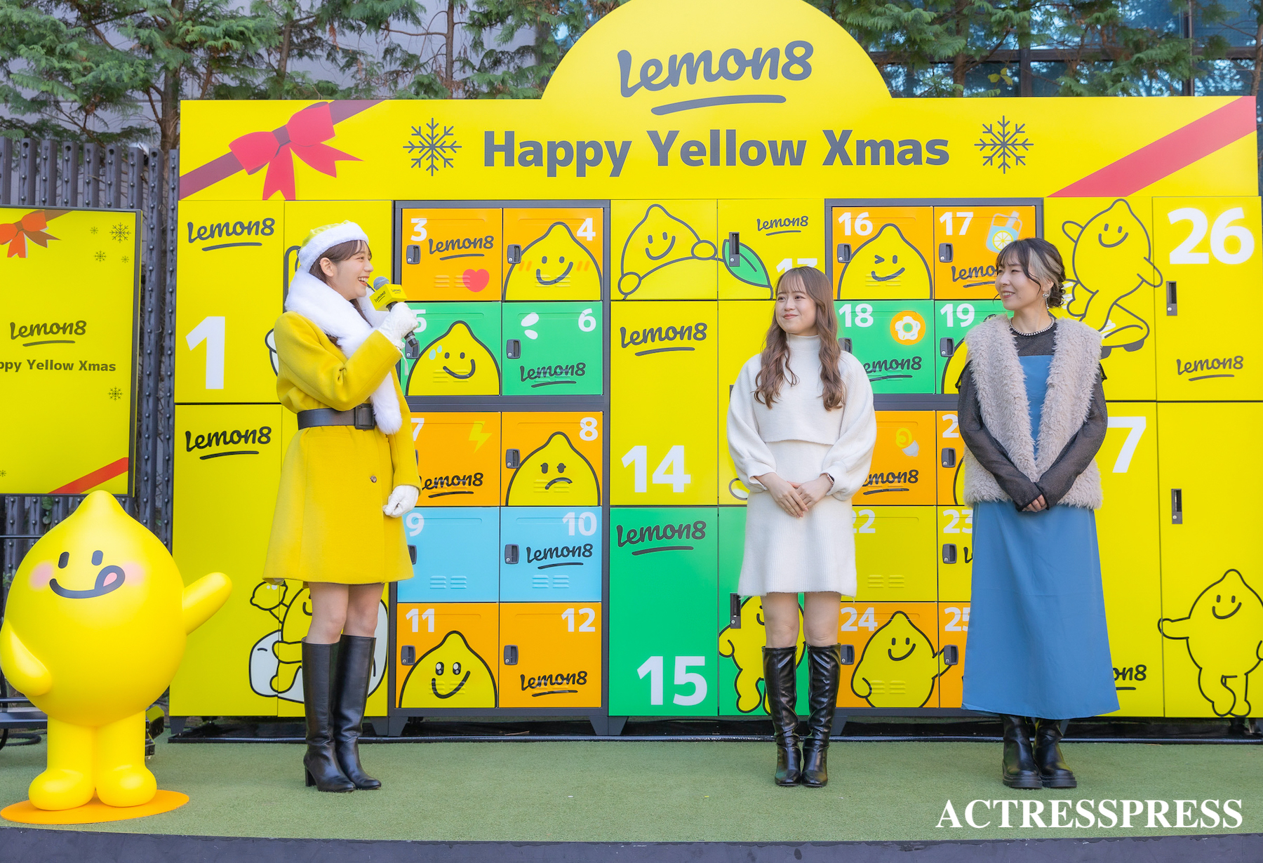 貴島明日香、カナコ@透明感を求めるイエベ女、ごっぴー／2022年12月15日、東京都渋谷のSHIBUYA CAST.　GARDEN​​（渋谷キャスト）にて開催された「Lemon8 Happy Yellow Xmas」​​PRイベントにて。