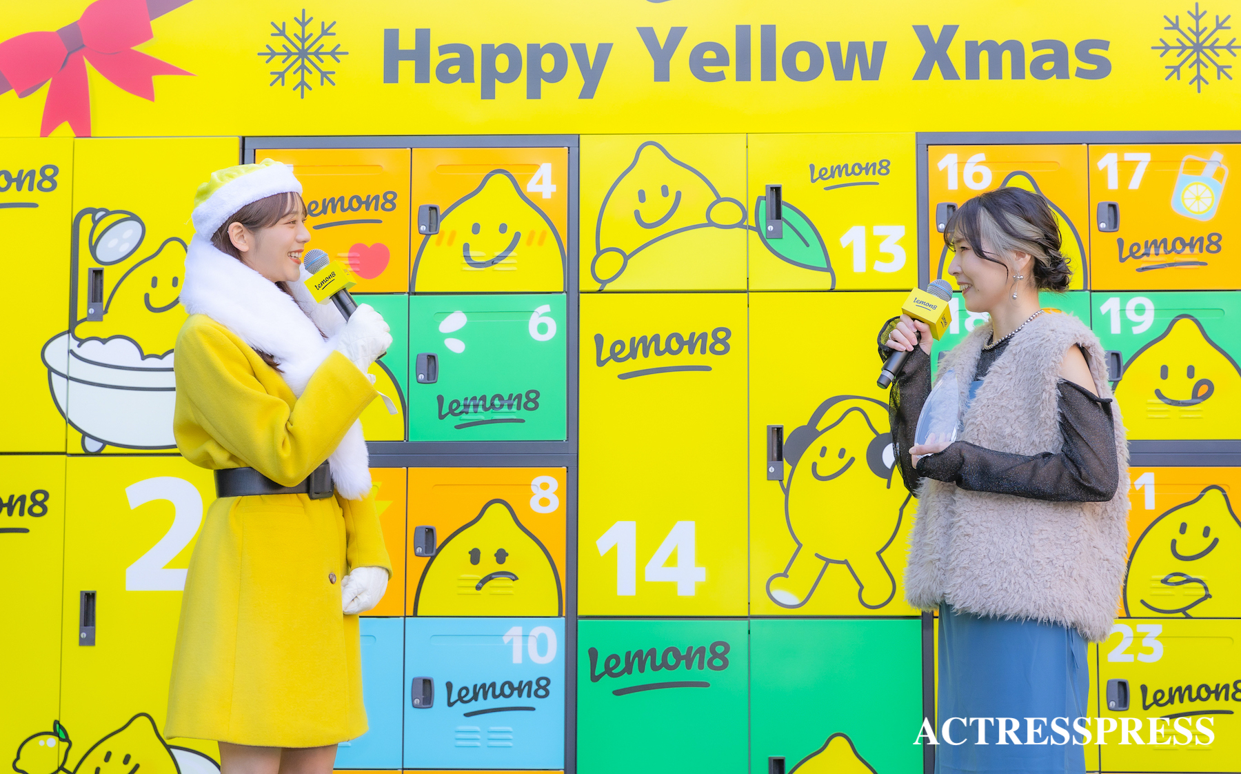 貴島明日香、ごっぴー／2022年12月15日、東京都渋谷のSHIBUYA CAST.　GARDEN​​（渋谷キャスト）にて開催された「Lemon8 Happy Yellow Xmas」​​PRイベントにて。