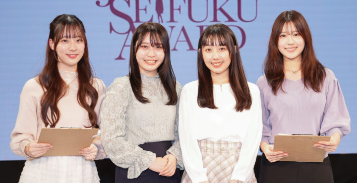 西小路心結、早川千鶴（MC）、鈴木遥（MC）、下田紗羅『第13回日本制服アワード』取材にて（2026年2月22日、ベルエポック美容専門学校にて）(C)撮影：ACTRESS PRESS編集部 (Photographer: SHUN)